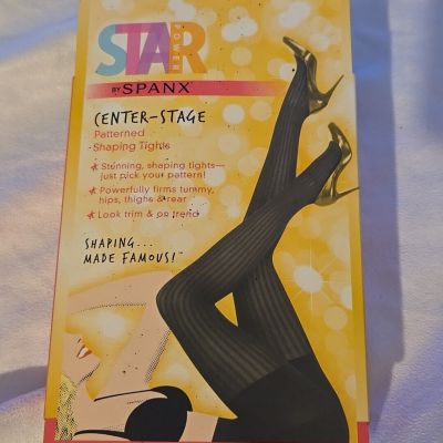 New SPANX Star Power Center Stage Patterned Shaping Tights Size E Ribbed Row